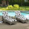 2 Piece Indoor / Outdoor Chaise Lounge Chair Cushion Set With Ties, Patio Seat Cushions For Lawn, Pool & Beach - Black Leaf - Image 3