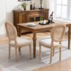 French Style Solid Wood Frame Antique Painting Linen Fabric Rattan Back Dining Chair (Set of 2) - Cream / Beige - Image 12