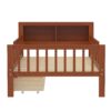Twin Size Bed With Headboard Storage Rack, 2 Under Bed Drawers, 3 - Side Guardrails For Safety And Security - Walnut - Image 16