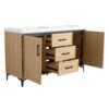 Original 60" Freestanding Bathroom Vanity With Double Resin Sink Plywood Soft Closing Doors & Drawers - Oak - Image 13