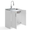 Darwin - Deluxe Laundry Cabinet With Pull-Out Faucet And Stainless Steel Sink - Pure White - Image 2