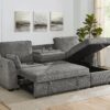 Ember - Sleeper Sectional With Reversible Storage Chaise, USB Charging Ports, And Cupholders - Gray - Image 6