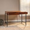 Industrial Style Storage Desk With Acacia Wood Top And Metal Legs - Oak - Image 7