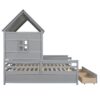 Twin Size House Platform Beds With 2 Drawers For Shared Use - Gray - Image 8