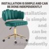 Velvet Home Office Desk Chair, Modern Cute Computer Chair, Wheels Swivel Height Adjustable Task Chair - Emerald - Image 7