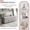 Storage Bench With 3 Shutter-Shaped Doors, Shoe Bench With Removable Cushion And Hidden Storage Space - Gray Wash - Image 8