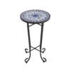 French Country Patio Side Table With Vibrant Tile Top - Blue / Black - Image 5