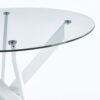 Dining Table With Cross Metal Leg And Tempered Glass, Modern Space Saving Kitchen Table For Living Room Legs - White - Image 5