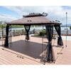 13 X 10 Ft Patio Gazebo Tent With Ventilated Double Roof And Mosquito Net - Brown - Image 4
