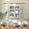 Heavy Duty Metal Storage Cabinet, Display Storage Cabinet With Glass Doors And 2 Adjustable Shelves, Tall Bookcase Modern Bookshelf Cabinet For Home Office, Living Room, Pantry - White - Image 5
