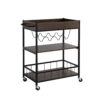 Rolling Kitchen Cart With Three Tiers And Four Wine Bottle Rack - Brown / Black - Image 3