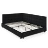 Mid Century Full Size Upholstered Tufted Bed Frame & Comfortable Backrest And Armrests Velvet - Black - Image 11