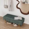 Upholstered Storage Bench Rectangular Ottoman Entryway Bench Storage Chest With Padded Seat Bed End Stool For Hallway Living Room Bedroom - Green - Image 5