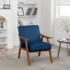 Accent Chair, Classic Mid Century Modern For Extra Seating - Dark Blue - Image 5
