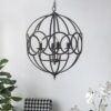 4 Light Metal Chandelier, Hanging Light Fixture With Adjustable Chain For Kitchen, Bulb Not Included - Black - Image 3