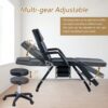 72.8" Massage Salon Tattoo Chair With Two Trays Esthetician Bed With Hydraulic Stool, Multi-Purpose 3-Section Facial Bed Table, Adjustable Beauty Barber Spa Beauty Equipment - Black - Image 2