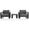 3 Piece Aluminum Frame Patio Furniture With 6.7" Thick Cushion And Coffee Table, All Weather Use Olefin Fabric Outdoor Chair - Gray / Black - Image 12