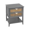 2 Drawer Side Table - Natural Rattan - End Table - Suitable For Bedroom, Living Room, Or Study - Gray - Image 11