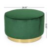 Round Velvet Ottoman, Upholstered Foot Stool For Living Room, Entryway - Emerald - Image 7