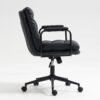 Office Chair, Mid Back Home Office Desk Task Chair With Wheels And Arms Ergonomic Computer Rolling Swivel Chair With Padded Armrest - Black - Image 4