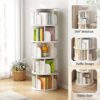 5 Tier Rotating Bookshelf, 360° Spinning Design, Space Saving Storage, For Home And Office - White - Image 5