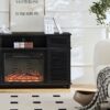 Modern Wood Cabinet With Adjustable Shelves And Embedded Fireplace With Remote Control - Black Oak - Image 7