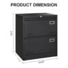 2 Drawer Metal Lateral File Cabinet With Lock, Office Vertical Files Cabinet For Home Office, Locking Metal File Cabinet - Black - Image 19