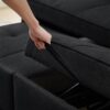 3 In 1 Convertible Sleeper Sofa Bed, Modern Fabric Loveseat Futon Sofa Couch Pullout Bed, Small Love Seat Lounge Sofa Reclining Backrest, Pillows, Pockets, Home Furniture For Living Room - Black - Image 10