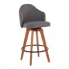 Ahoy - Contemporary Fixed Height Counter Stool With Bamboo Legs / Round Footrest (Set of 2) - Gray / Walnut - Image 2