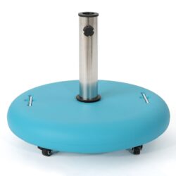 Stylish Round Wheelie - Umbrella Base With Stainless Steel Holder - Teal Concrete