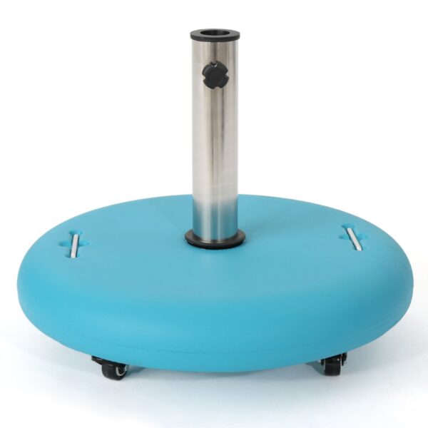 Stylish Round Wheelie - Umbrella Base With Stainless Steel Holder - Teal Concrete