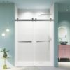 Frameless Double Sliding Soft Close Shower Door - Chrome - Image 2