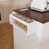 Modern Kitchen Island With Extendable Dining Table & Power Outlet - White - Image 7
