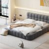 Queen Size Upholstered Platform Bed With Thick, Grounded Bed With Solid Frame - Gray - Image 10