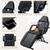 72.8" Massage Salon Tattoo Chair With Two Trays Esthetician Bed With Hydraulic Stool, Multi-Purpose 3-Section Facial Bed Table, Adjustable Beauty Barber Spa Beauty Equipment - Black - Image 5