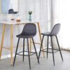 Bar Stools (Set of 2) Velvet Barstool Modern Counter Bar Height Chair With Back, Sturdy Metal Legs & Footrests, Island Stool For Kitchen Bar - Dark Gray - Image 15