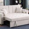Cody II - Woven Fabric Convertible Sleeper Loveseat With Cup Holder, Charging Ports, Side Pocket, and Pocket Coil Seating - Beige - Image 9