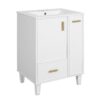 Solid Wood And 24" Bathroom Vanity With Sink, Deep Drawer, Door Shelf, 2 Tier Basket - White - Image 11