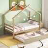 Twin Size House-Shaped Bed With Trundle - Natural - Image 8