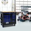 12 Layer Drawer Multi Purpose Tool Cart With Wheels And Wooden Countertops - Black / Blue - Image 10