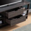 TV Stand With Four Open Shelves And Two Drawers With Cutout Handles - Dark Brown - Image 2