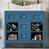 Bathroom Vanity With Resin Sink Combo, Frame Bathroom Storage Cabinet, Freestanding Vanity Set, 5 Drawers & Soft Closing Doors - Blue - Image 22