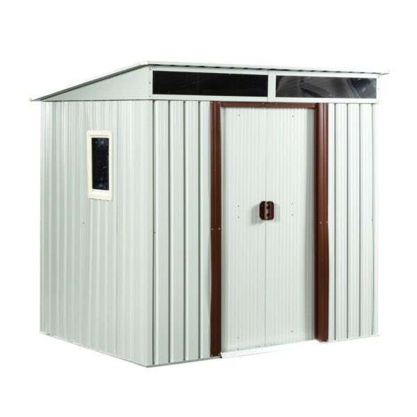 Outdoor Metal Storage Shed With Window - White