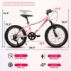 20" Children's Bicycle Shock Absorbing Front Fork 7 Speed V Brakes Mountain Tire Boys And Girls Kids Bike For Outdoor Adventure - Pink - Image 4