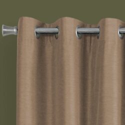 2 Pieces Set, Curtain Panel, 100% Blackout, Grommet, Thermal Insulation Polyester, Versatile Use - Brown