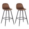 Bar Stools (Set of 2) Velvet Barstool Modern Counter Bar Height Chair With Back, Sturdy Metal Legs & Footrests, Island Stool For Kitchen Bar - Brown - Image 9