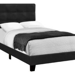 Twin Size Bed, Upholstered, Frame Only, Transitional - Black