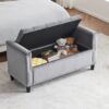 Storage Bench, Queen Velvet Button Bedside Bench, Entryway Living Room With Armrests, Nailhead Trim, Upholstered Bedroom Bench, Bedside Ottoman, Living Room, Entryway - Gray - Image 8