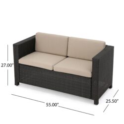 Puerta - Loveseat Outdoor Seating With Water Resistant Cushions - Dark Brown