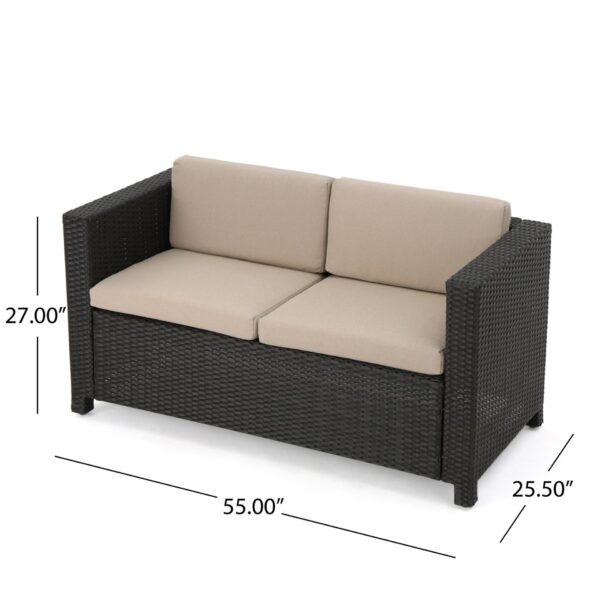 Puerta - Loveseat Outdoor Seating With Water Resistant Cushions - Dark Brown